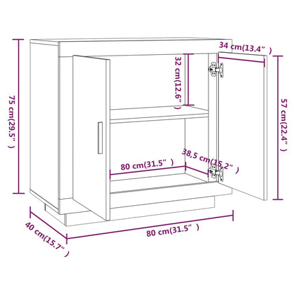 skænk 80x40x75 cm konstrueret træ betongrå