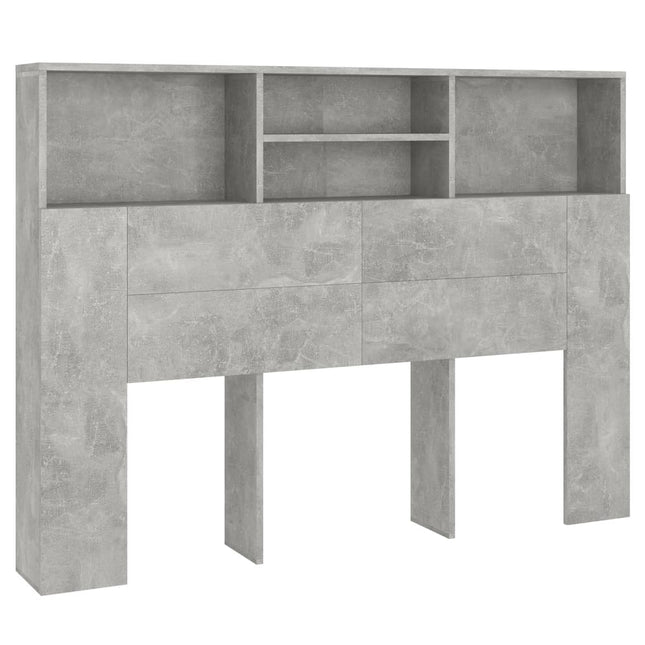 sengegavl med opbevaring 140x19x103,5 cm betongrå