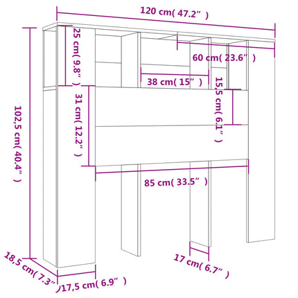 sengegavlskab hvid 120x18,5x102,5 cm