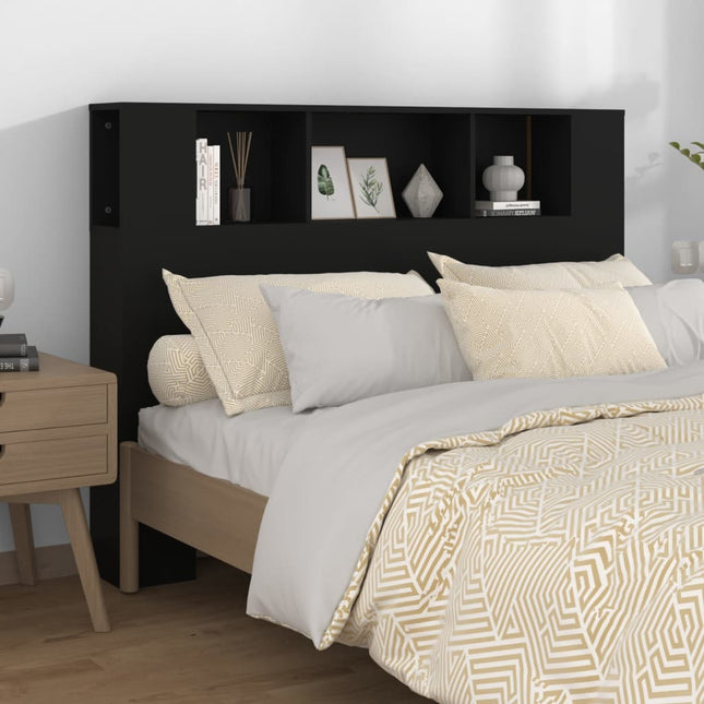 sengegavl med opbevaring 140x18,5x104,5 cm sort