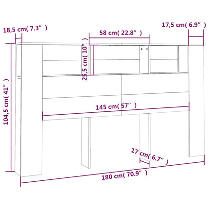 sengegavl med opbevaring 180x18,5x104,5 cm hvid