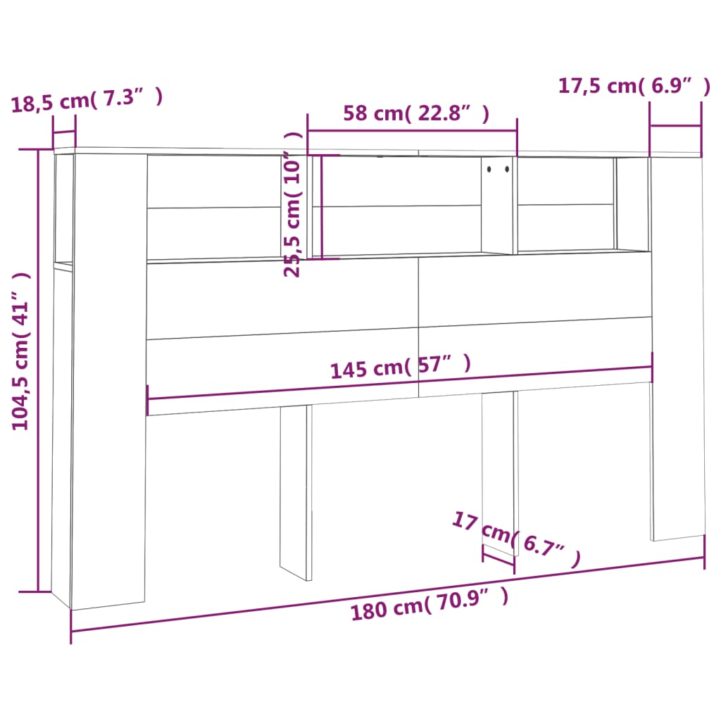 sengegavl med opbevaring 180x18,5x104,5 cm sonoma-eg