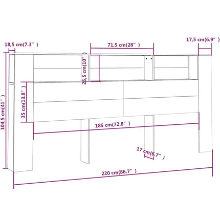 sengegavl med opbevaring 220x18,5x104,5 cm sort