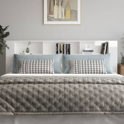 sengegavl med opbevaring 220x18,5x104,5 cm hvid højglans