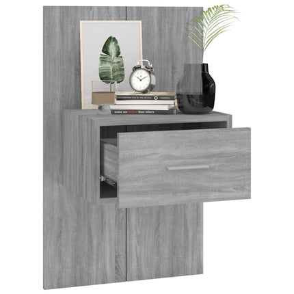 væghængte sengeborde 2 stk. grå sonoma-eg