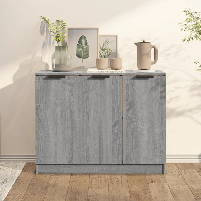 skænk 90,5x30x70 cm konstrueret træ grå sonoma-eg