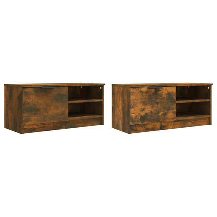 tv-borde 2 stk. 80x35x36,5 cm konstrueret træ røget egetræ