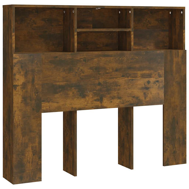sengegavl med opbevaring 120x19x103,5 cm røget egetræsfinish