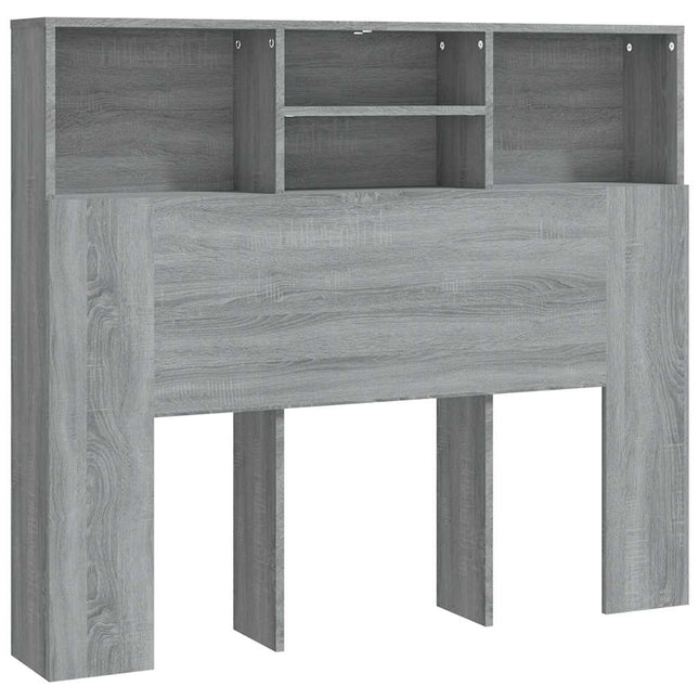 sengegavl med opbevaring 120x19x103,5 cm grå sonoma-eg