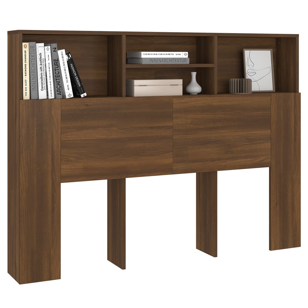 sengegavl med opbevaring 140x19x103,5 cm brun egetræsfarve