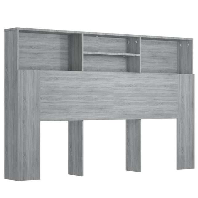 sengegavl med opbevaring 160x19x103,5 cm grå sonoma-eg