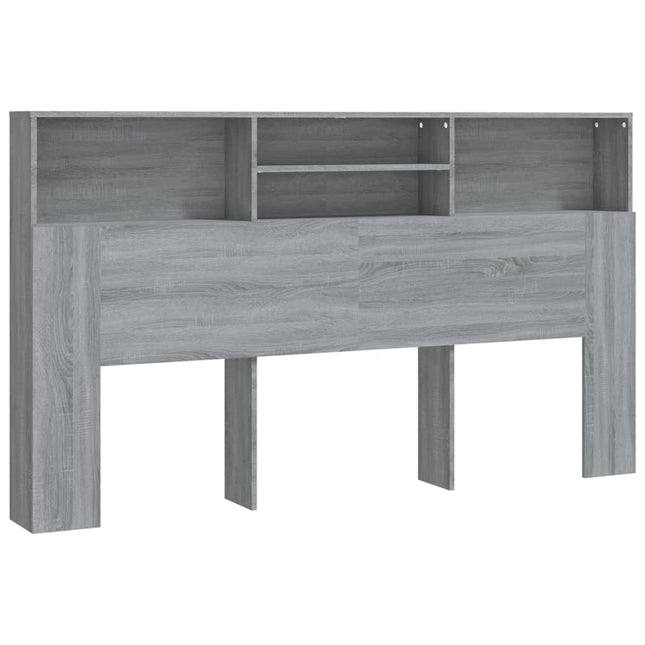 sengegavl med opbevaring 180x19x103,5 cm grå sonoma-eg