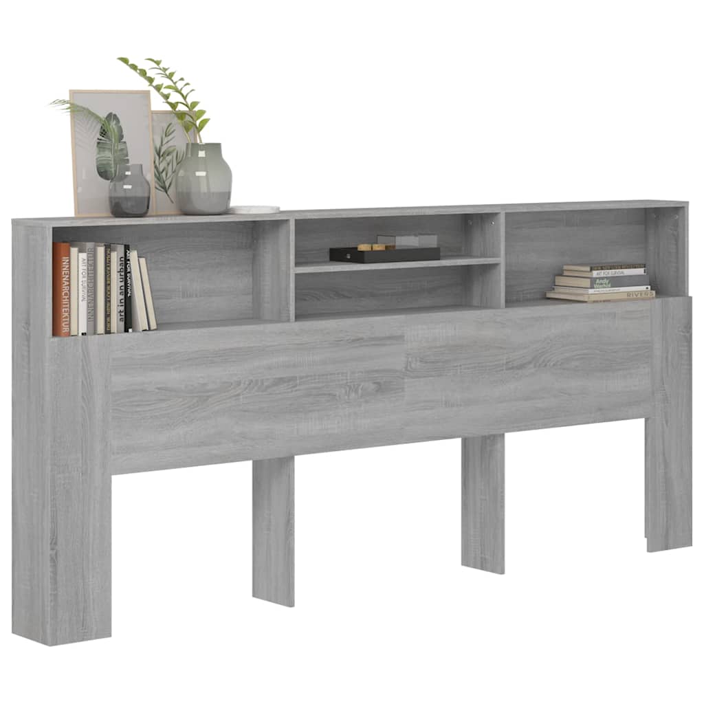 sengegavl med opbevaring 220x19x103,5 cm grå sonoma-eg