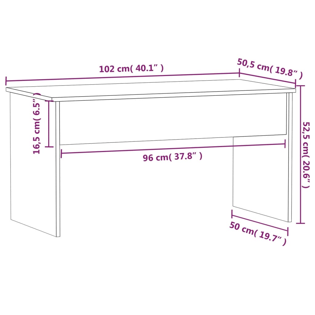 sofabord 102x50,5x52,5 cm konstrueret træ betongrå