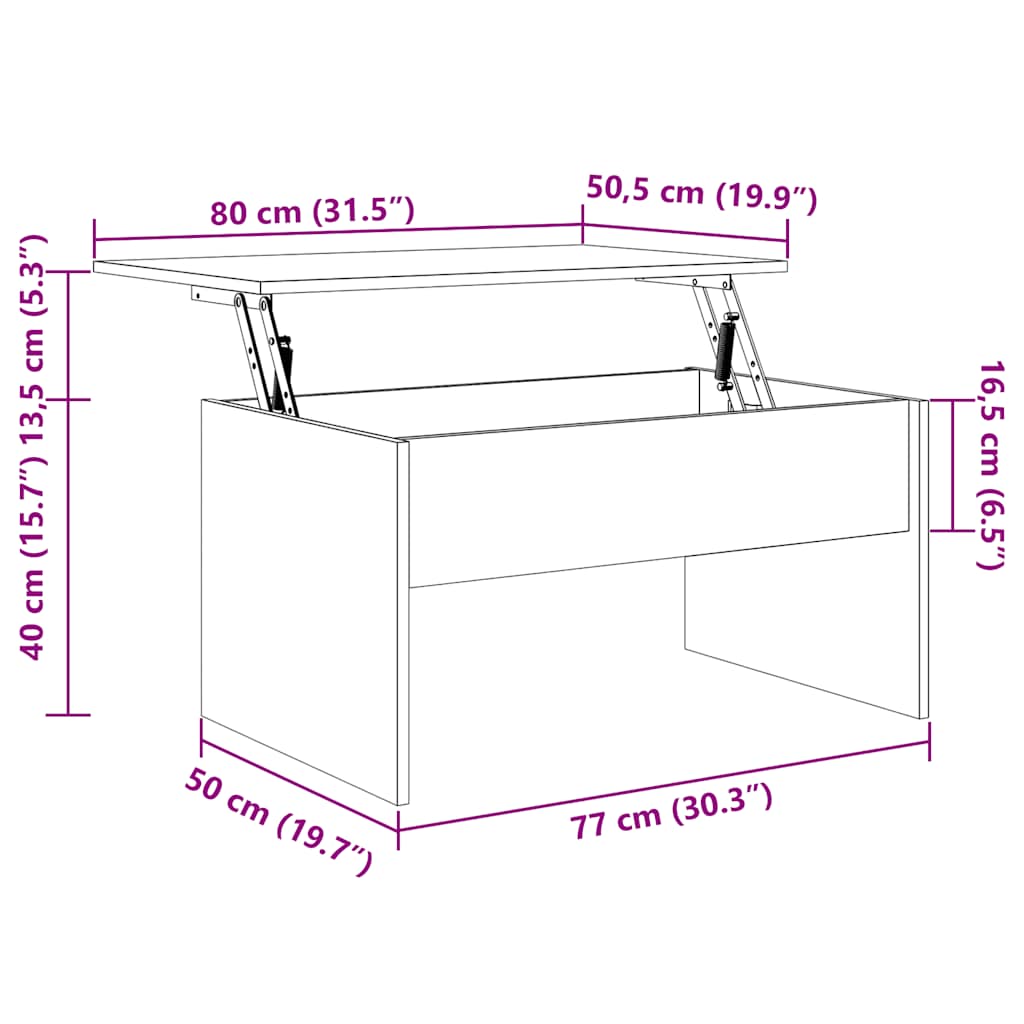 sofabord 80x50,5x41,5 cm konstrueret træ sort