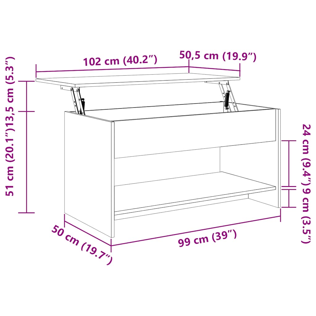 sofabord 102x50x52,5 cm konstrueret træ betongrå