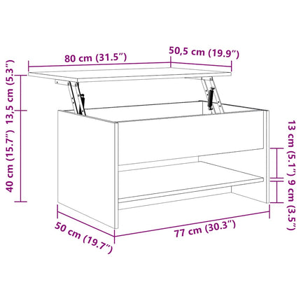 sofabord 80x50x40 cm konstrueret træ hvid