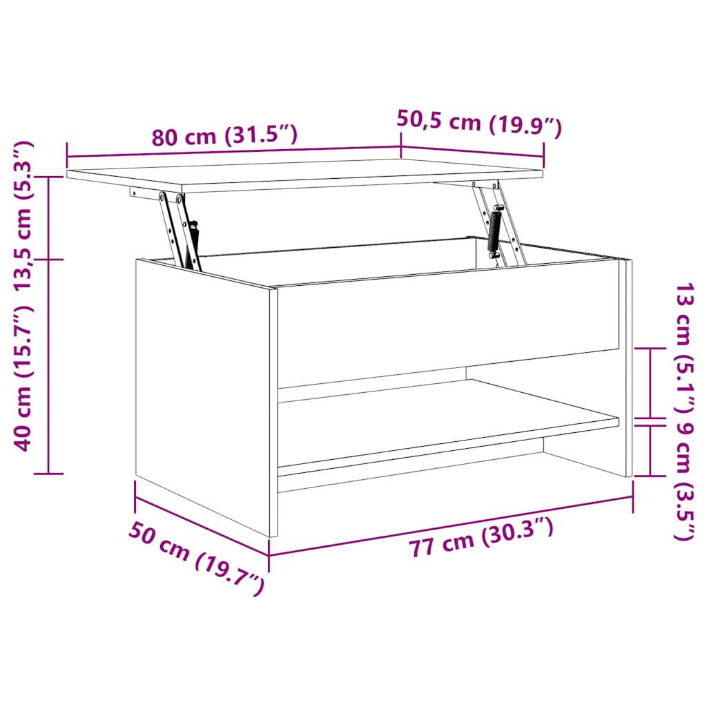 sofabord 80x50x40 cm konstrueret træ hvid højglans