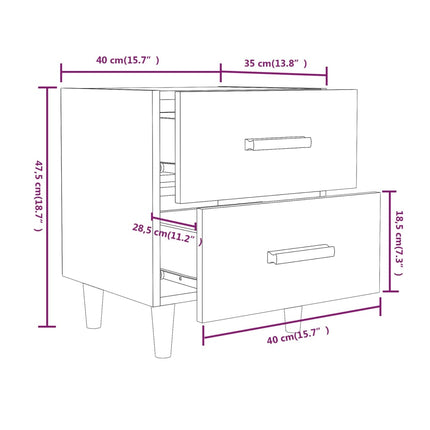 sengeborde 40x35x47,5 cm 2 stk. sonoma-eg