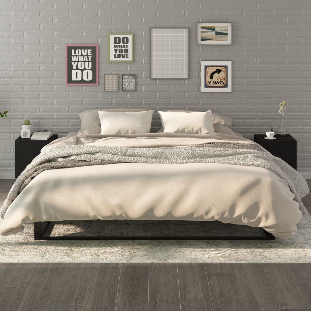 sengeborde 2 stk. konstrueret træ sort