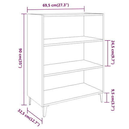 skænk 69,5x32,5x90 cm konstrueret træ betongrå
