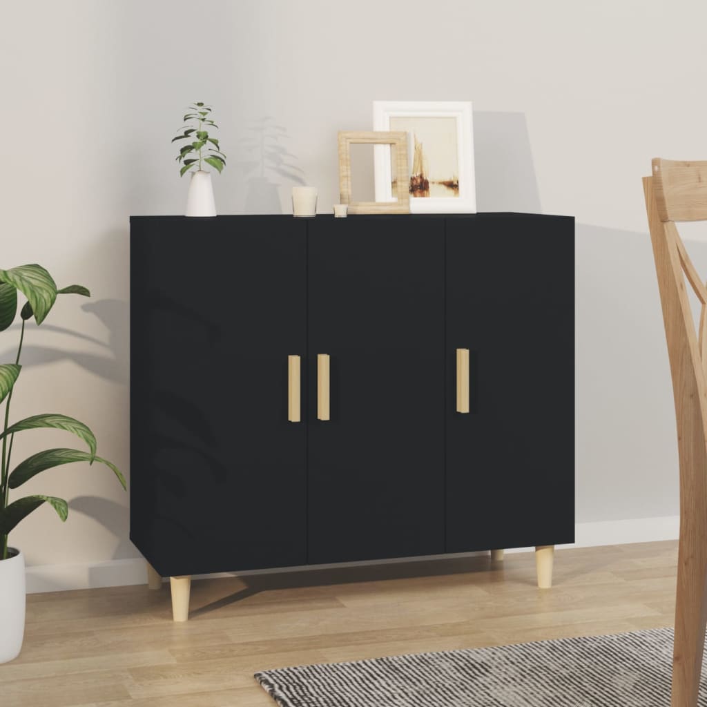 skab 90x34x80 cm konstrueret træ sort