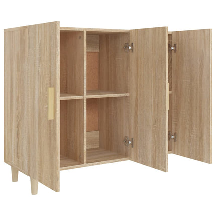 skab 90x34x80 cm konstrueret træ røget egetræsfarve