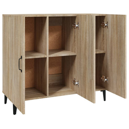 skab 90x34x80 cm konstrueret træ røget egetræsfarve