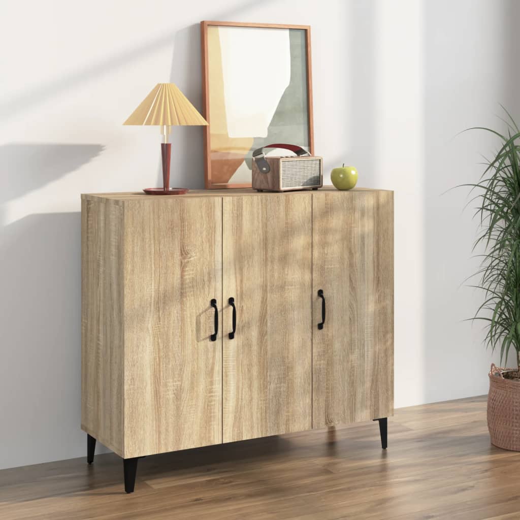 skab 90x34x80 cm konstrueret træ røget egetræsfarve