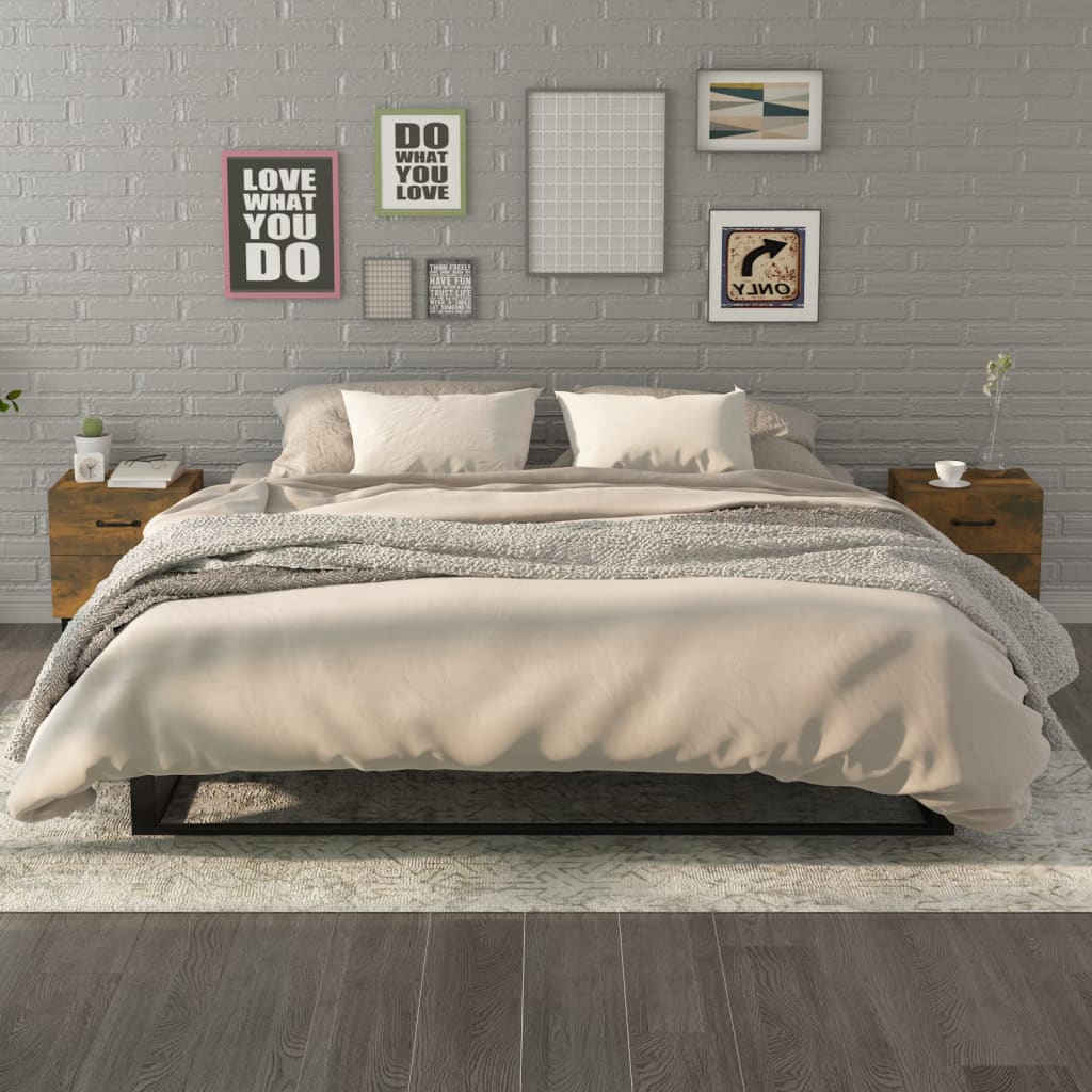 sengeborde 2 stk. 40x35x47,5 cm røget egetræsfarve