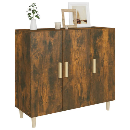 skab 90x34x80 cm konstrueret træ røget egetræsfarve