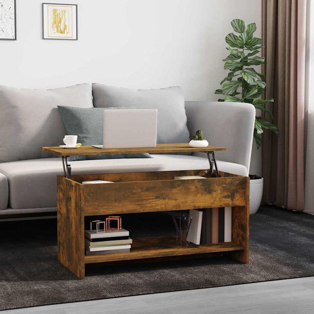 sofabord 102x50x52,5 cm konstrueret træ røget egetræsfarve