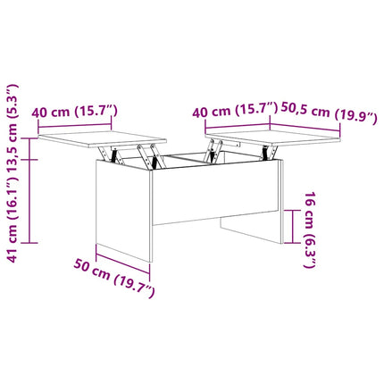 sofabord 80x50x42,5 cm konstrueret træ røget egetræsfarve