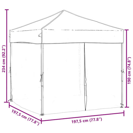 foldbart festtelt med sidevægge 2x2 m blå