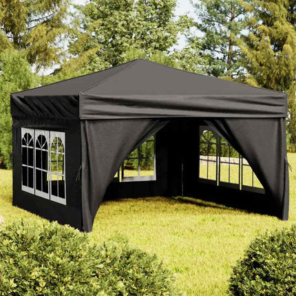 foldbart festtelt med sidevægge 2x2 m sort