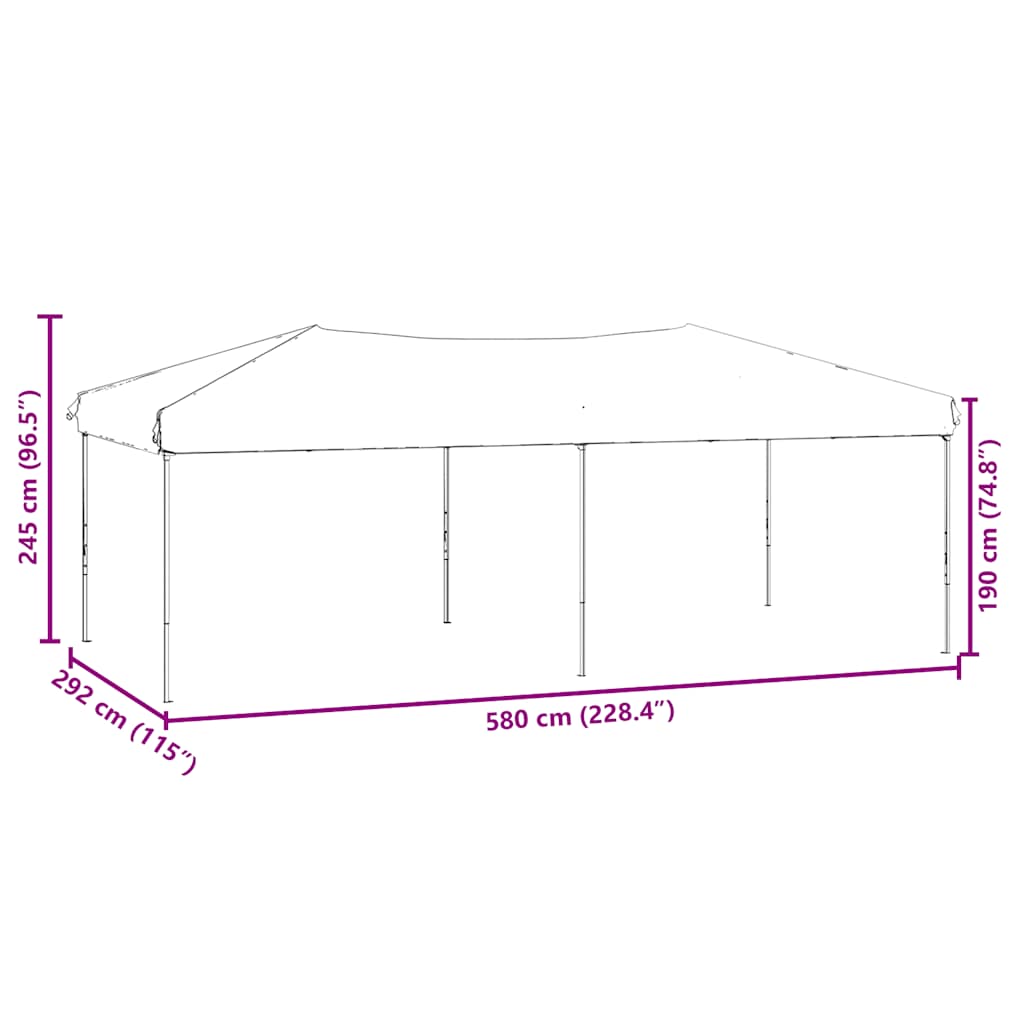 foldbart festtelt med sidevægge 3x6 m sort