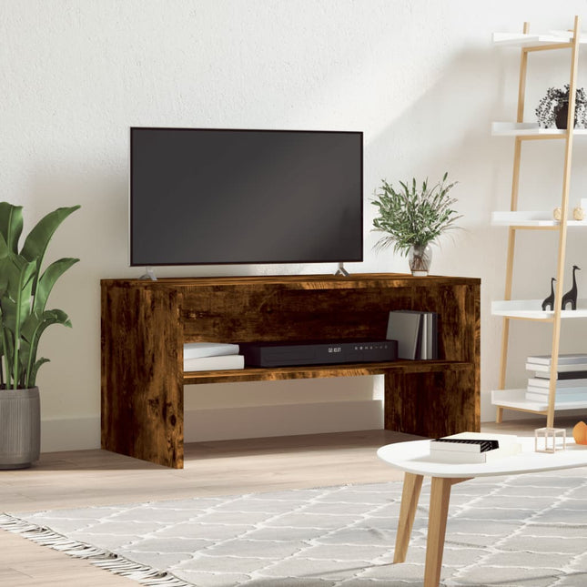 tv-bord 80x40x40 cm konstrueret træ røget egetræsfarve