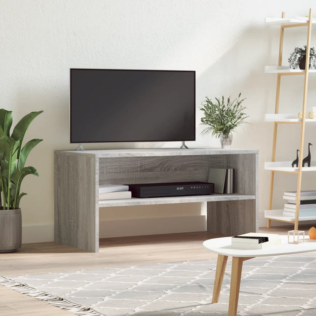 tv-bord 80x40x40 cm konstrueret træ grå sonoma-eg