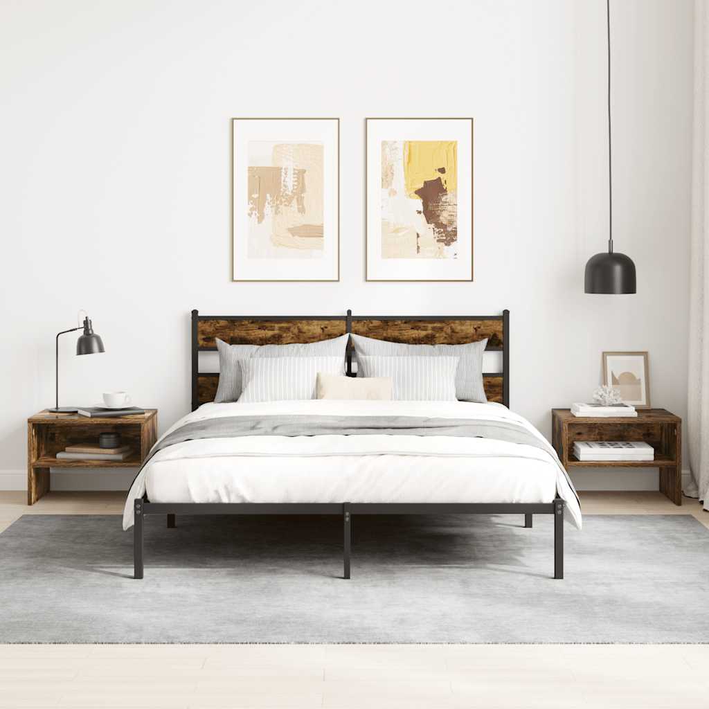 sengebord 40x30x30 cm konstrueret træ røget egetræsfarve