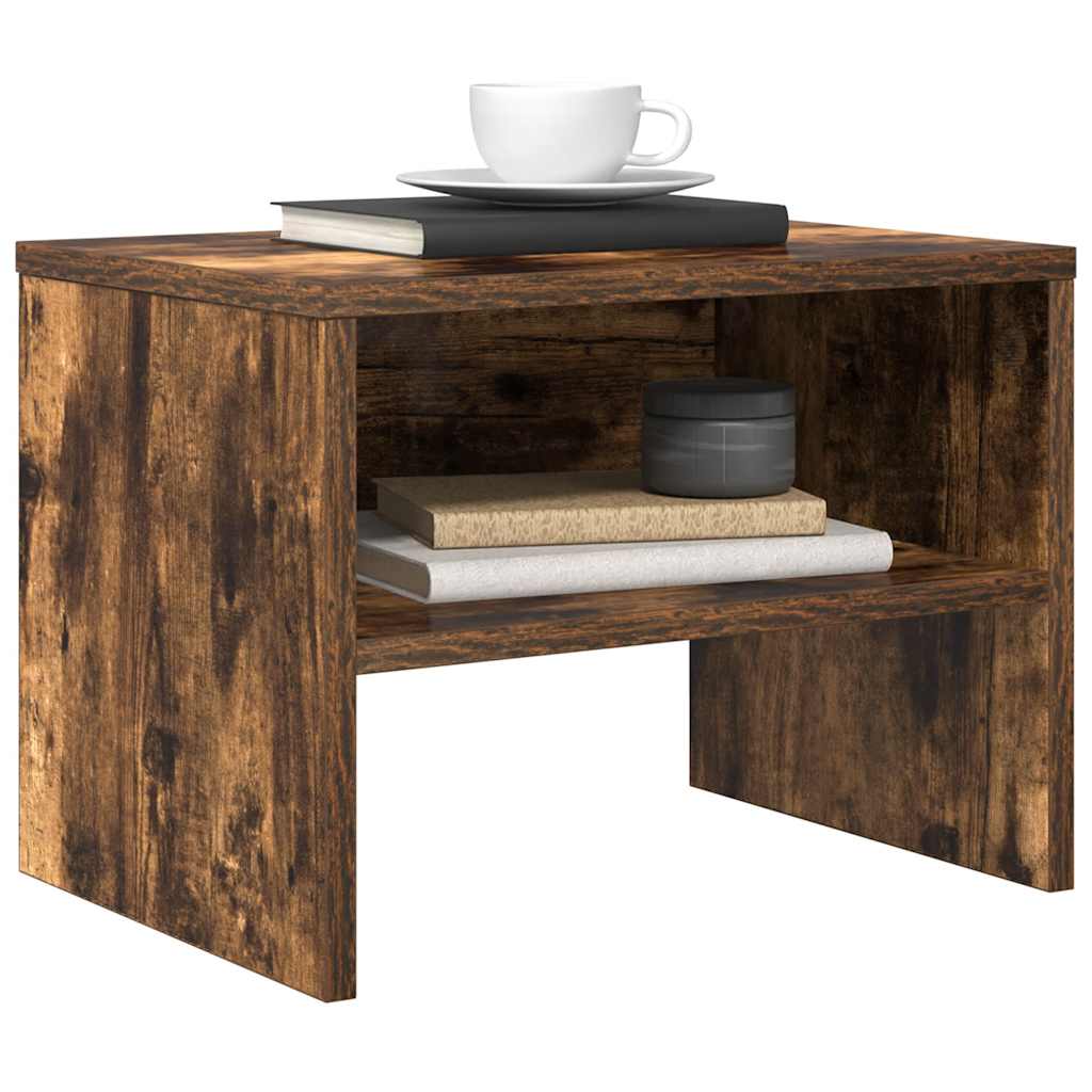 sengebord 40x30x30 cm konstrueret træ røget egetræsfarve