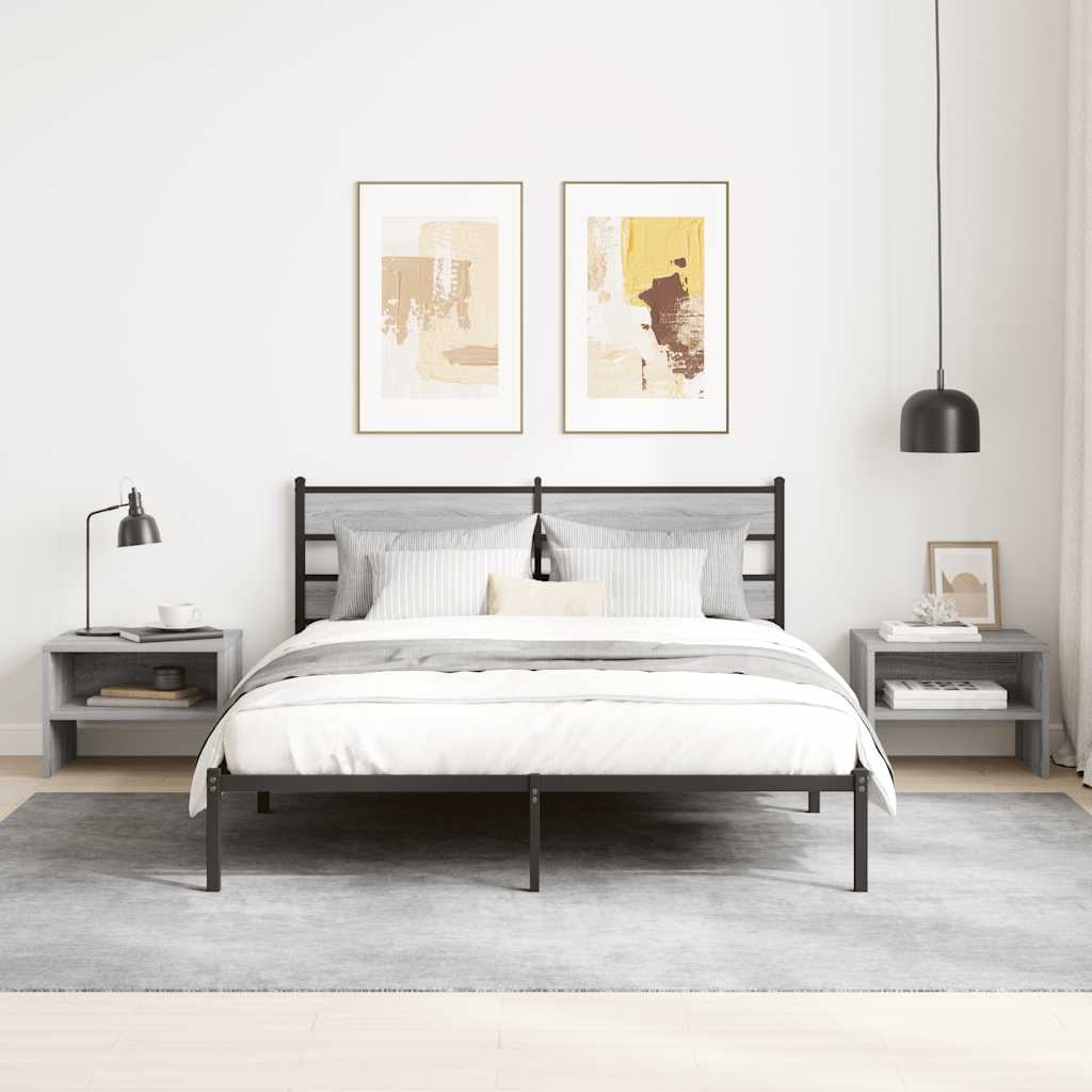 sengebord 40x30x30 cm konstrueret træ grå sonoma-eg