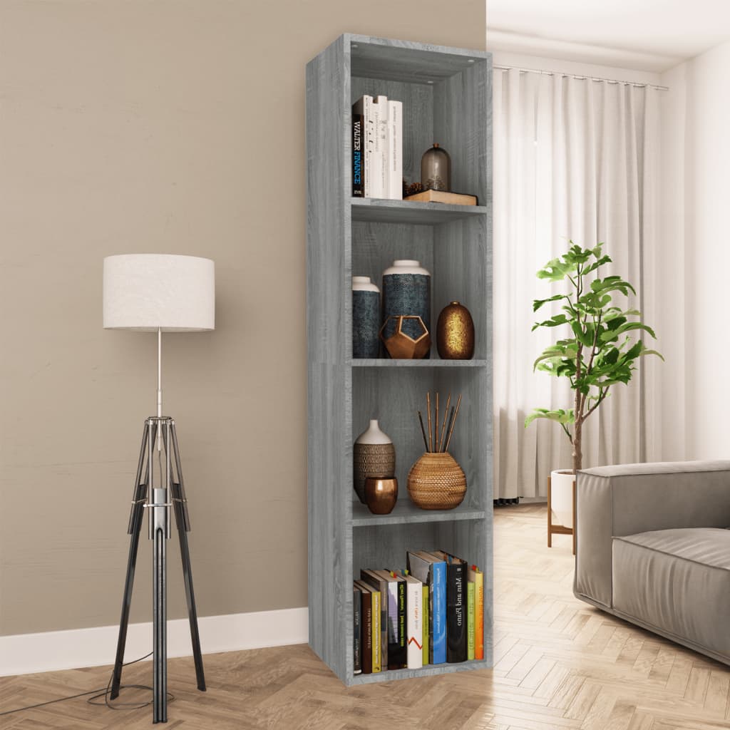 Bogreol / tv-bord 36 × 30 × 143 cm - grå sonoma-eg, konstrueret træ