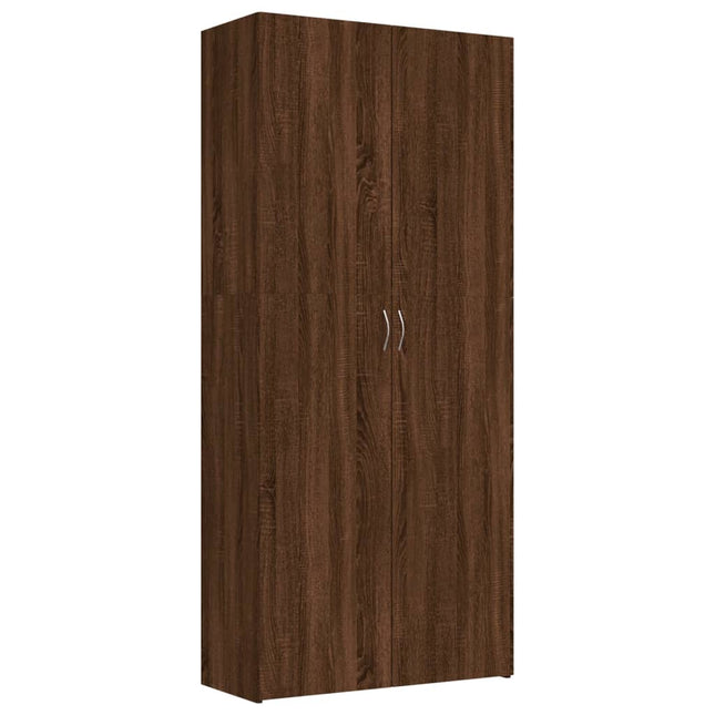skoskab 80x35,5x180 cm konstrueret træ brun egetræsfarve