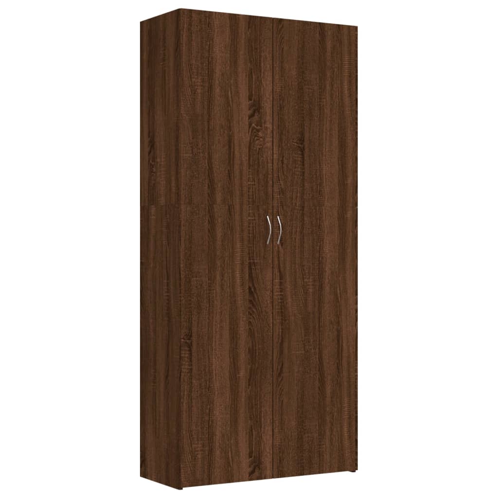 skoskab 80x35,5x180 cm konstrueret træ brun egetræsfarve