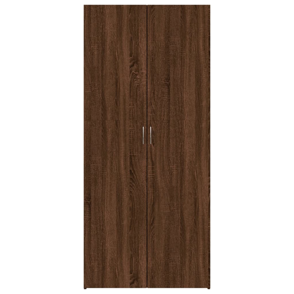 skoskab 80x35,5x180 cm konstrueret træ brun egetræsfarve