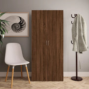 skoskab 80x35,5x180 cm konstrueret træ brun egetræsfarve