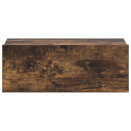 væghængt natbord 40x30x15 cm konstrueret træ røget egetræ