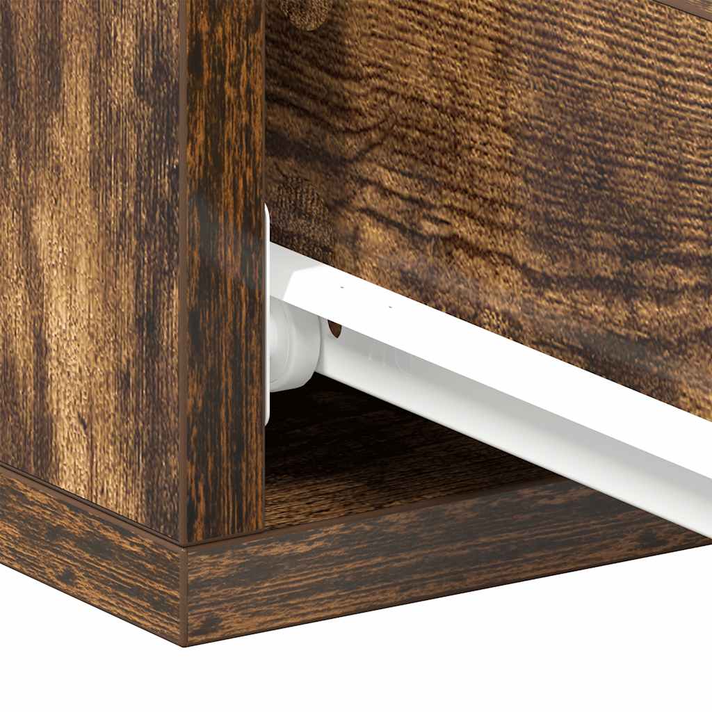 væghængt natbord 40x30x15 cm konstrueret træ røget egetræ