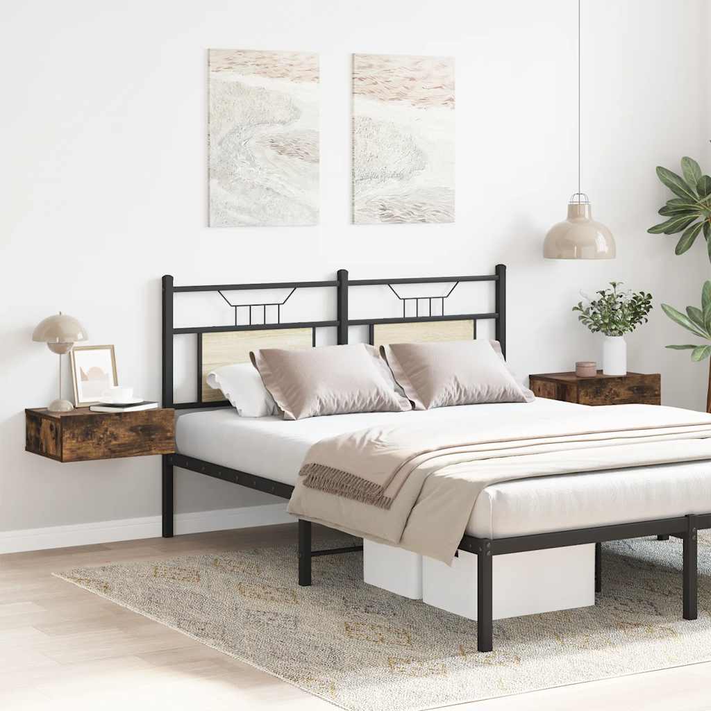 væghængte natborde 2 stk. 40x30x15 cm konstrueret træ røget eg