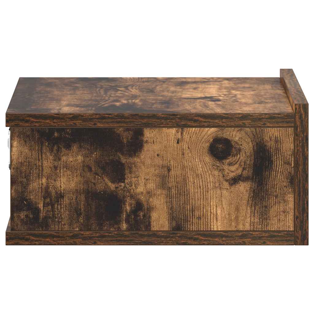 væghængte natborde 2 stk. 40x30x15 cm konstrueret træ røget eg
